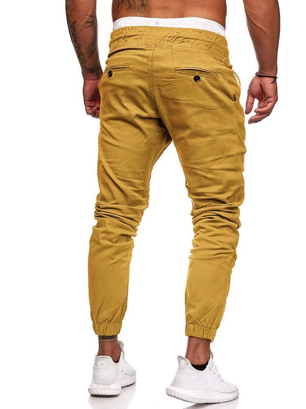 Calça Lápis Plissada Lisa Com Cadarço Calça Casual Casual