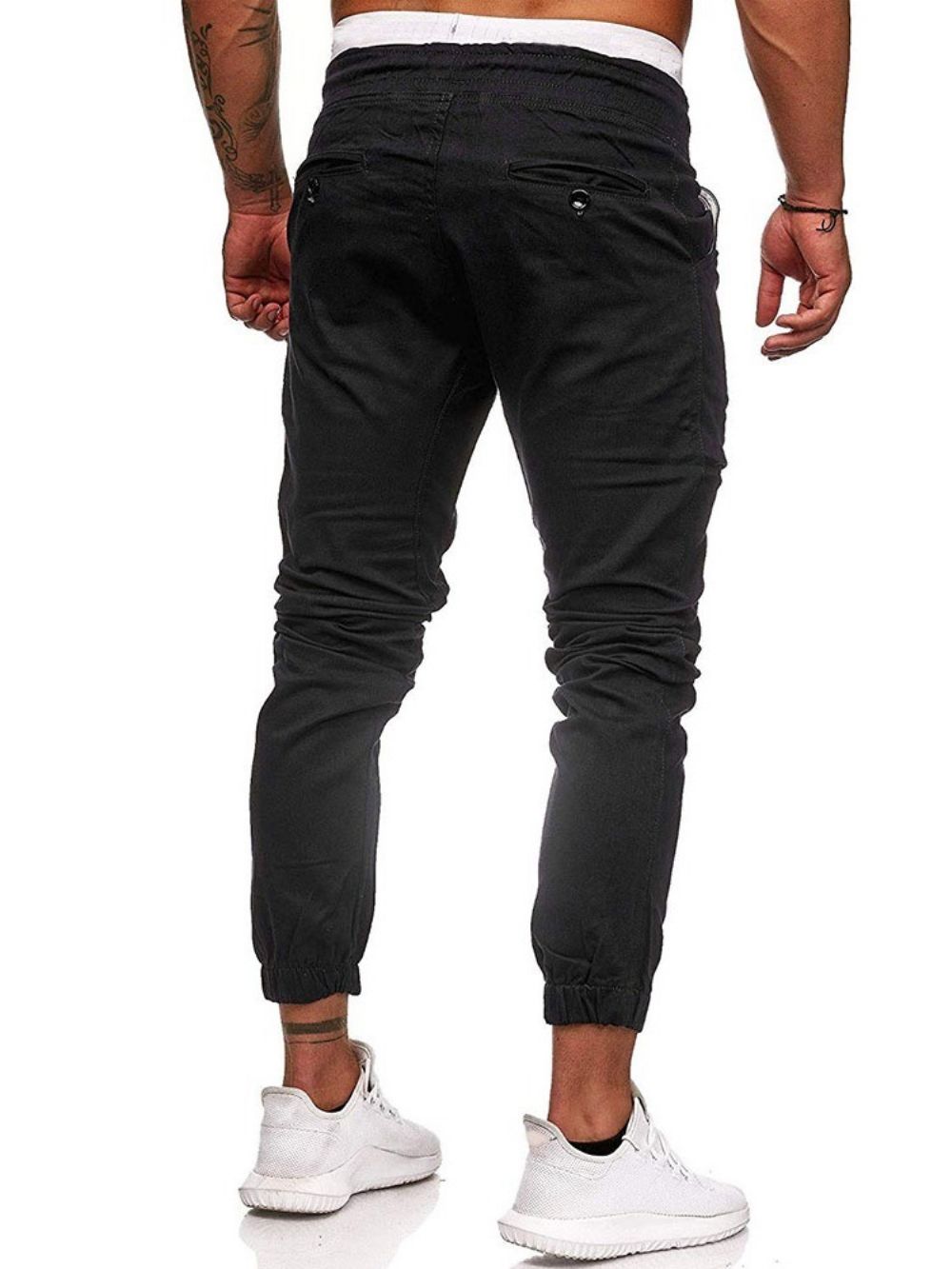 Calça Lápis Plissada Lisa Com Cadarço Calça Casual Casual