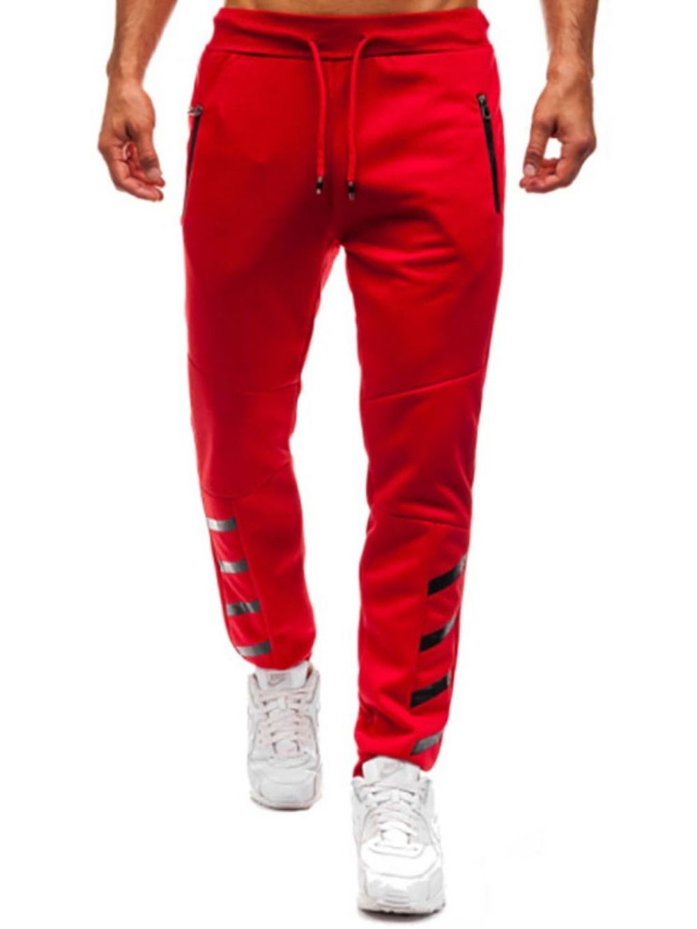 Calça Lápis Simples Com Zíper Calças Masculinas Casuais Com Cadarço