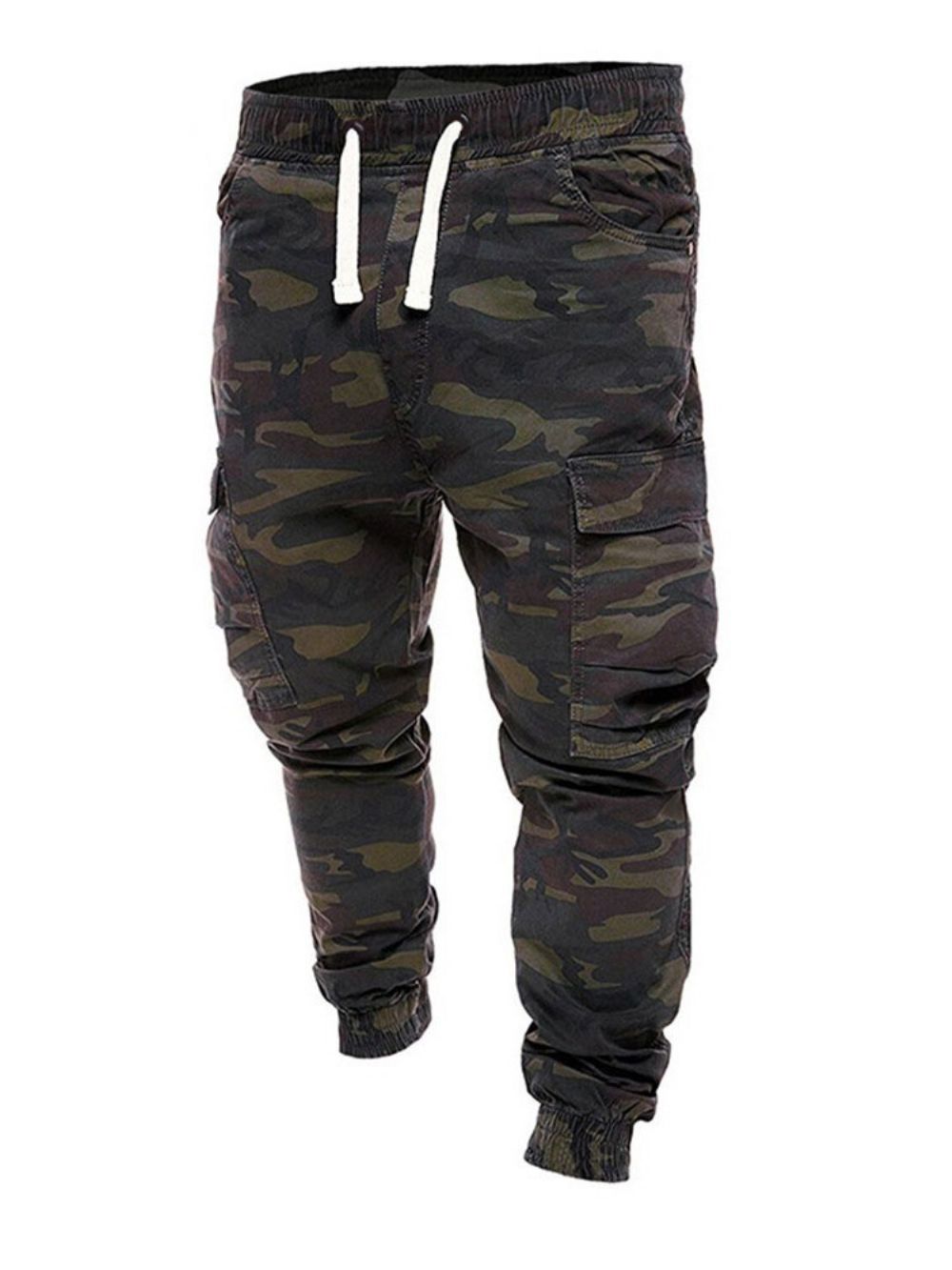 Calças Cargo Calças Masculinas Estampado Camuflagem Reta Cintura Média Casual