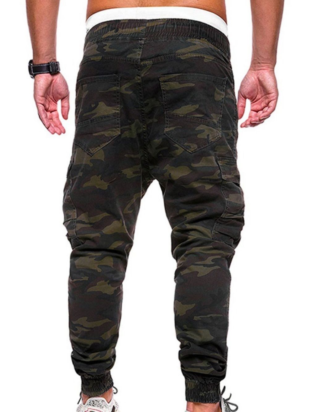 Calças Cargo Calças Masculinas Estampado Camuflagem Reta Cintura Média Casual