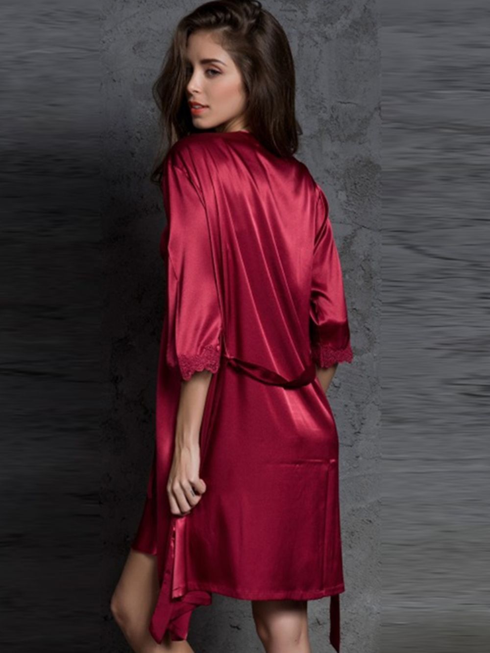 Robe E Camisola Feminina Simples E Sexy Com Cadarço E Decote Em V