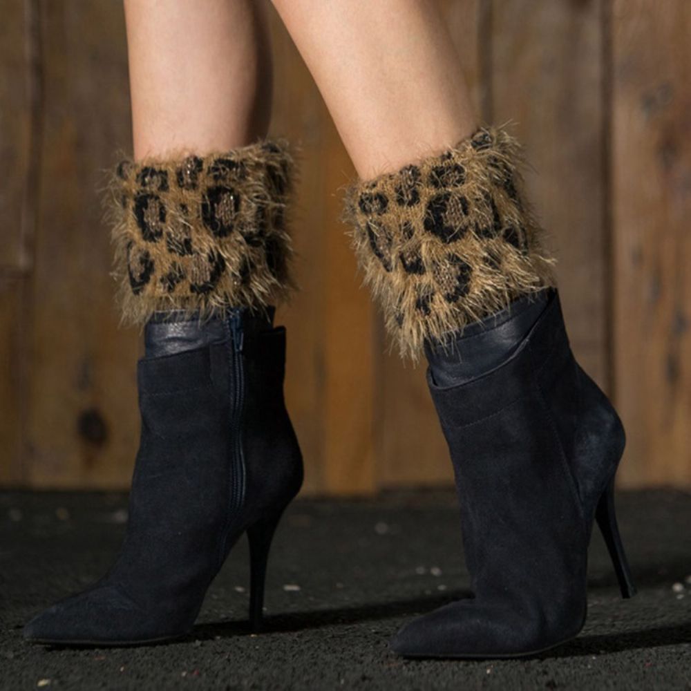 Botas Com Estampa De Leopardo E Meias