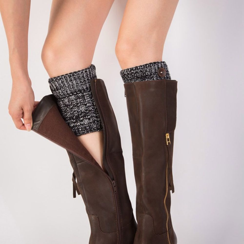 Botas Motley Femininas De Malha Com Punhos E Meias Com Fecho