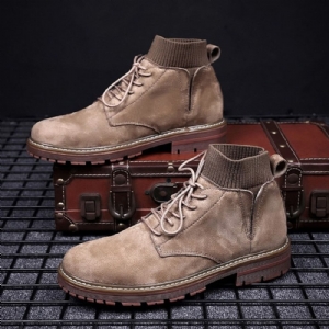 Botas Masculinas Simples Com Cadarço Na Frente Bico Redondo