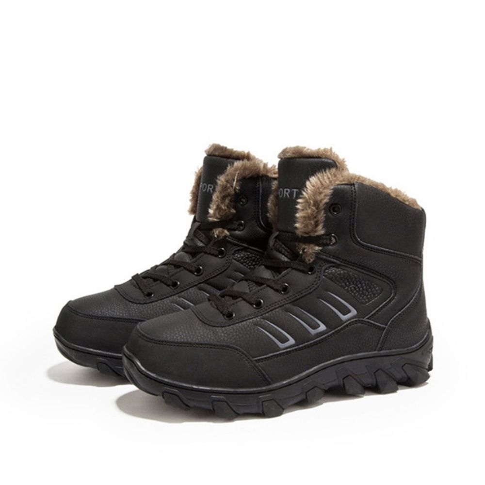 Botas De Neve Masculinas Bico Redondo Com Cadarço