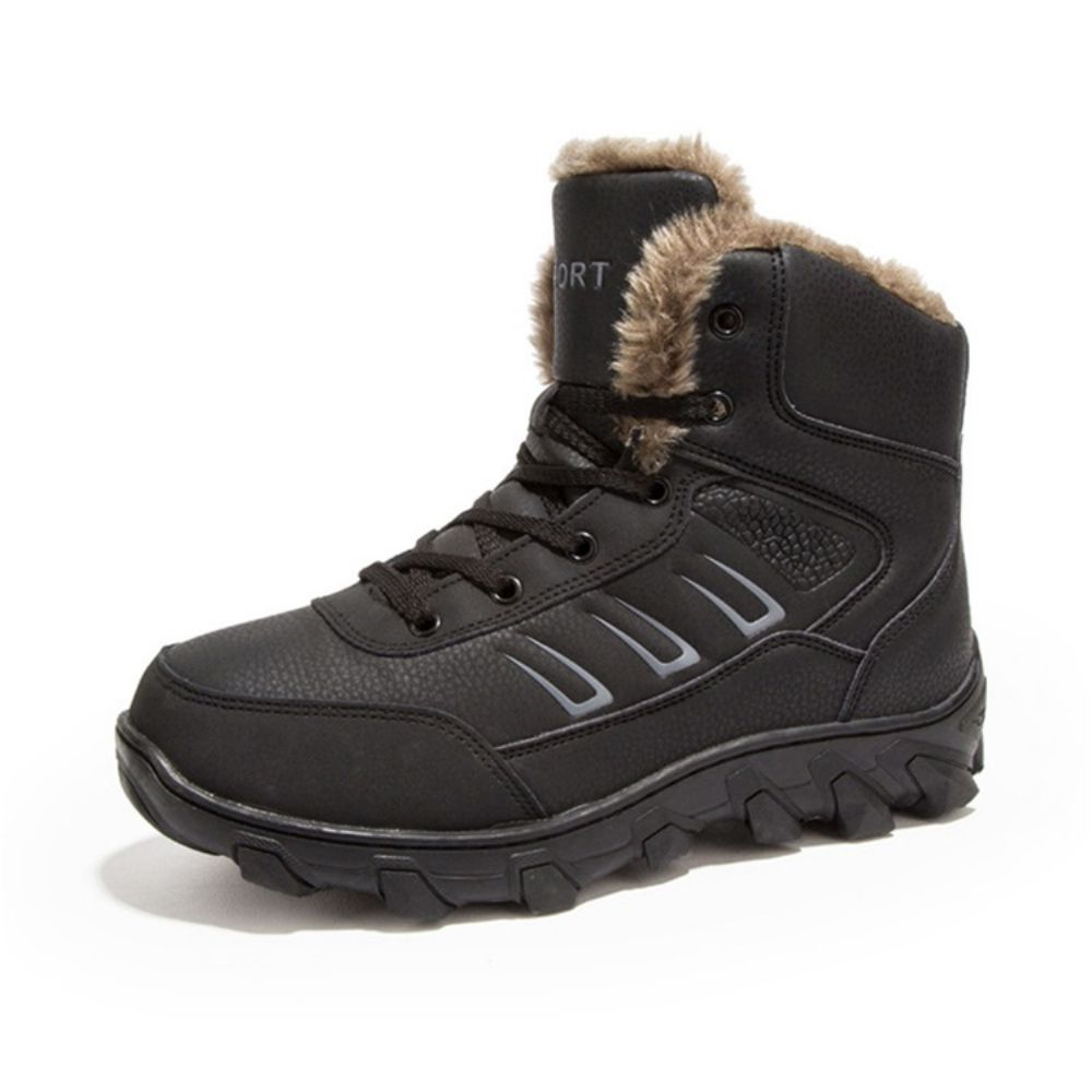 Botas De Neve Masculinas Bico Redondo Com Cadarço