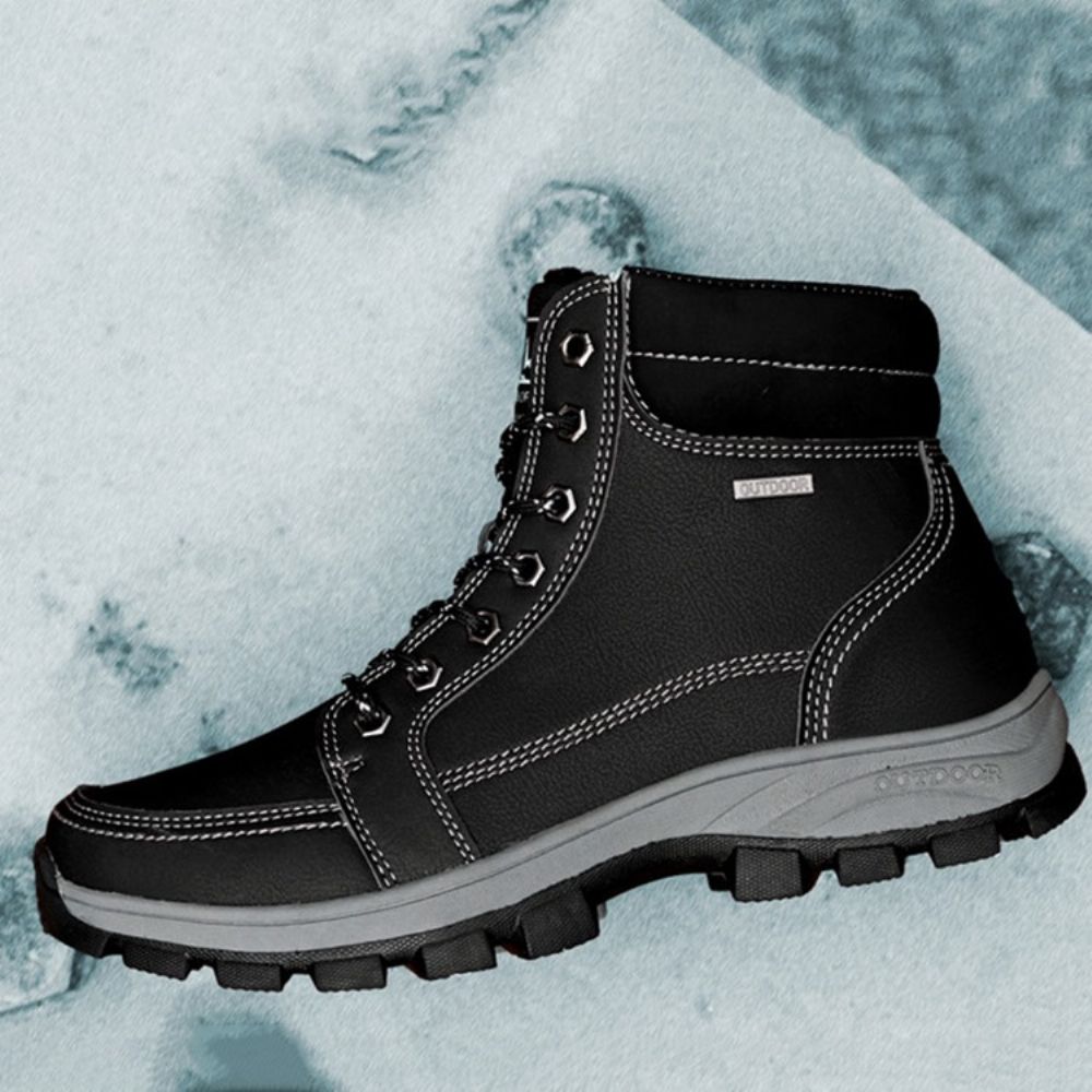 Botas De Neve Masculinas Com Cadarço Na Frente Bico Redondo