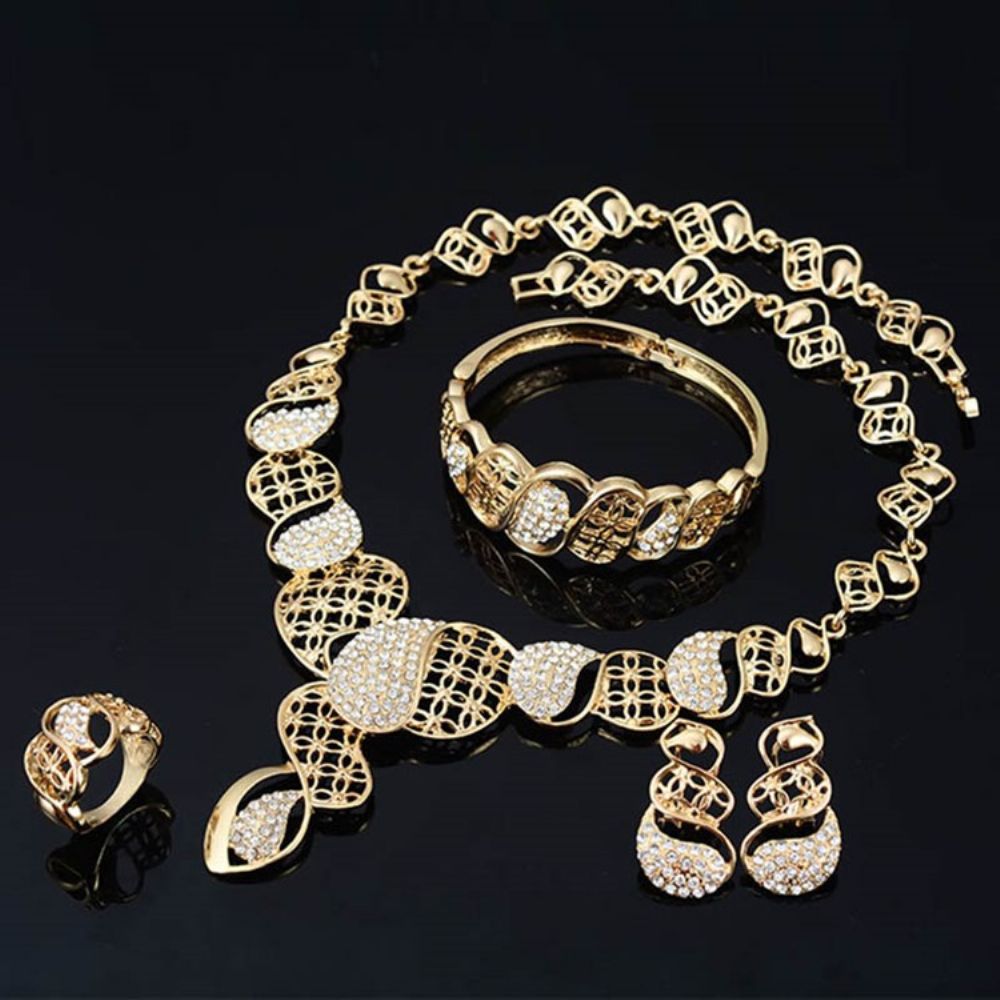 Conjunto De Joias Femininas De Diamante De Quatro Peças