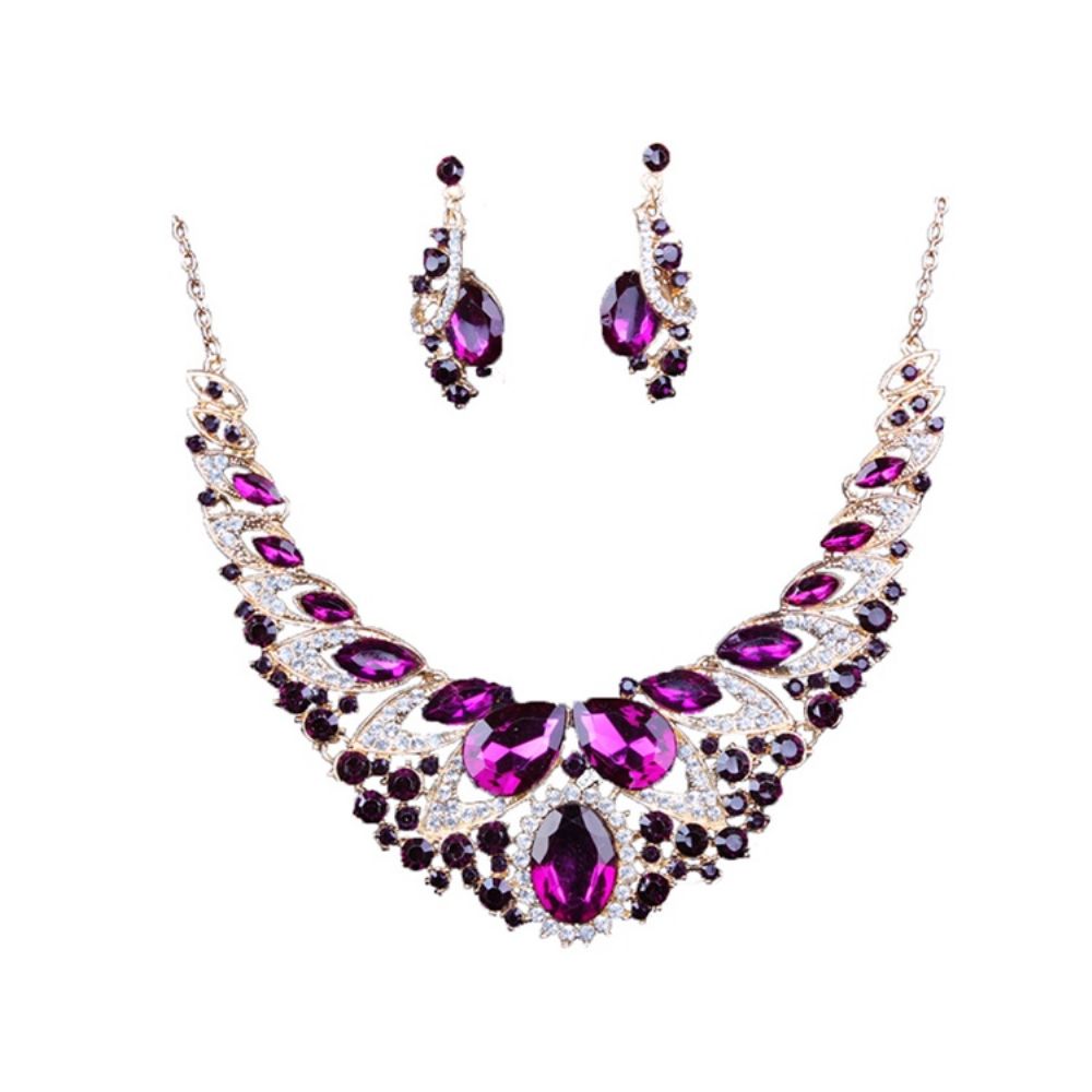 Conjunto De Joias De Festa Luxuosas Gems