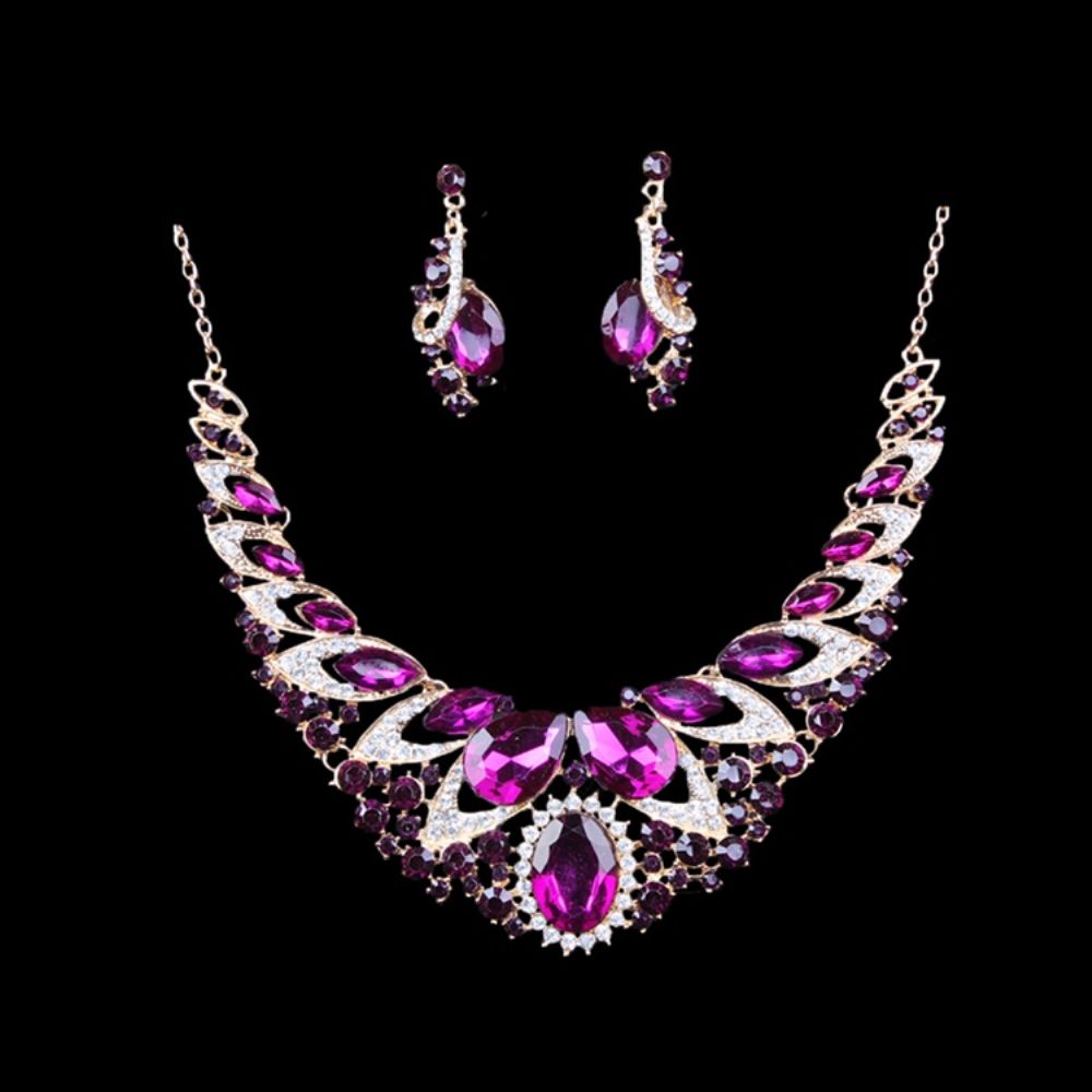 Conjunto De Joias De Festa Luxuosas Gems