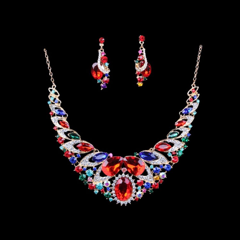 Conjunto De Joias De Festa Luxuosas Gems