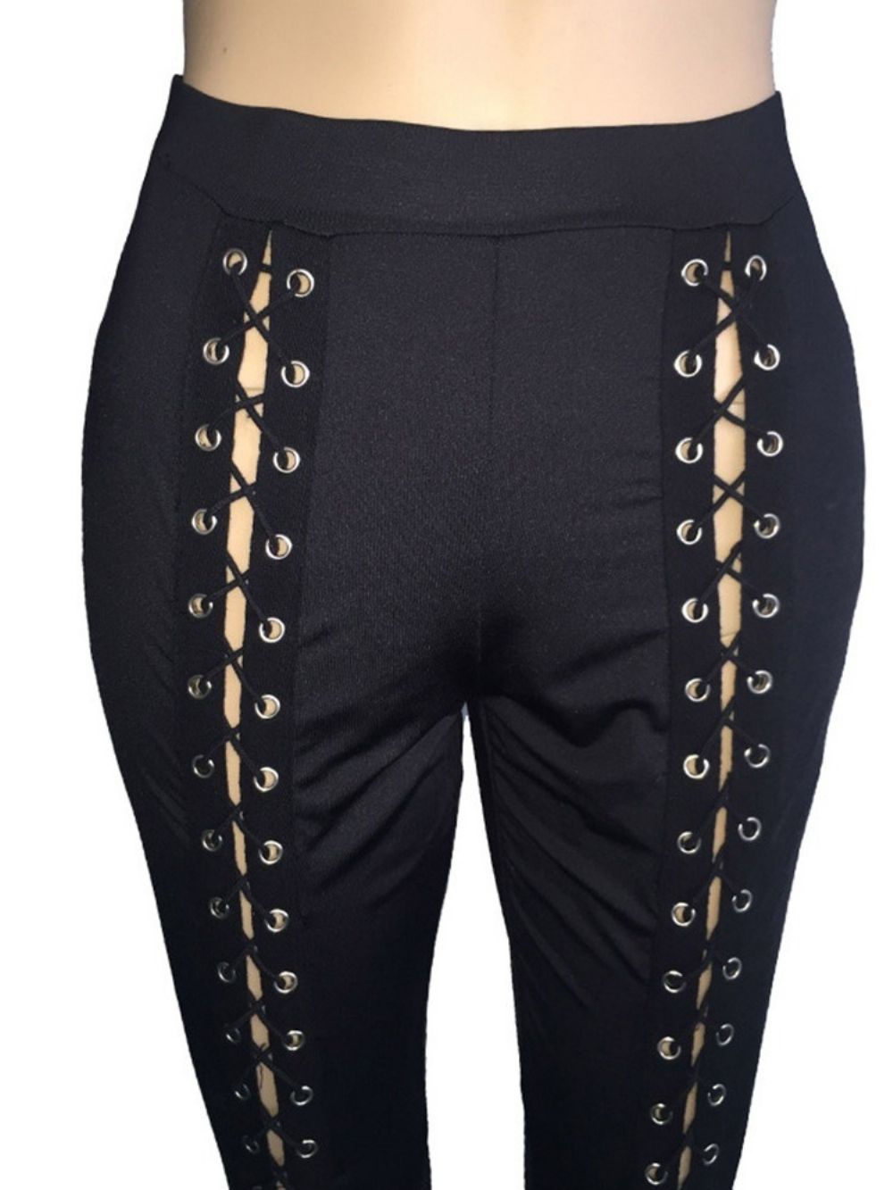 Calça Lápis Skinny Simples Com Cadarço Calças Femininas Cintura Alta