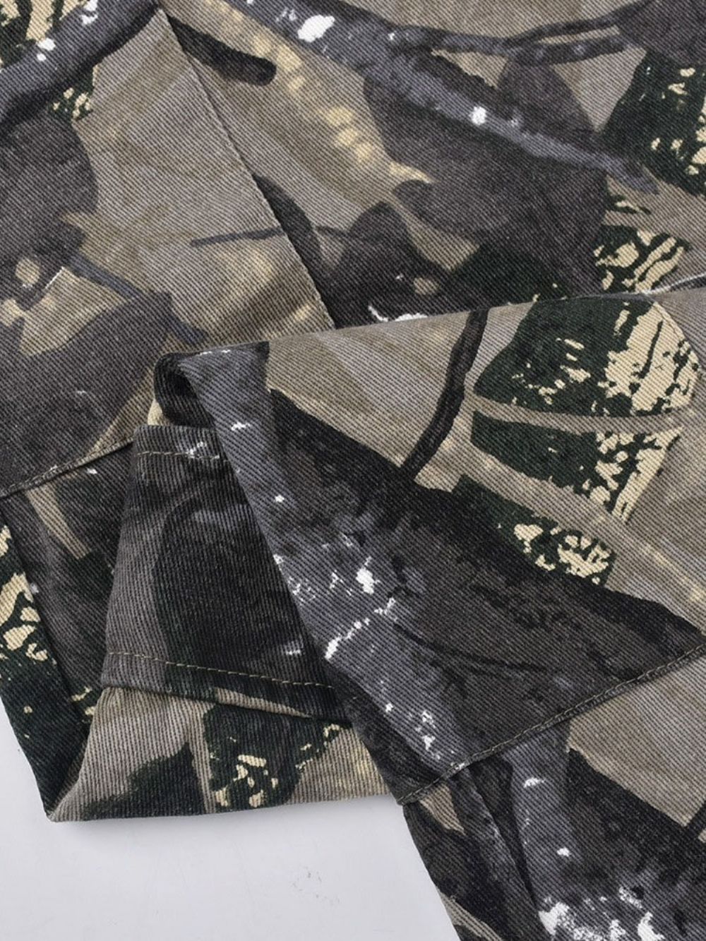 Calças Casuais Retas Estampadas Com Camuflagem Solta