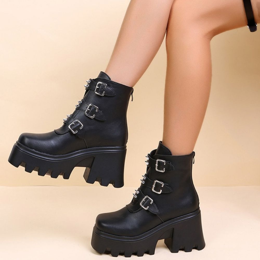 Botas Casuais Simples Sem Bico Redondo