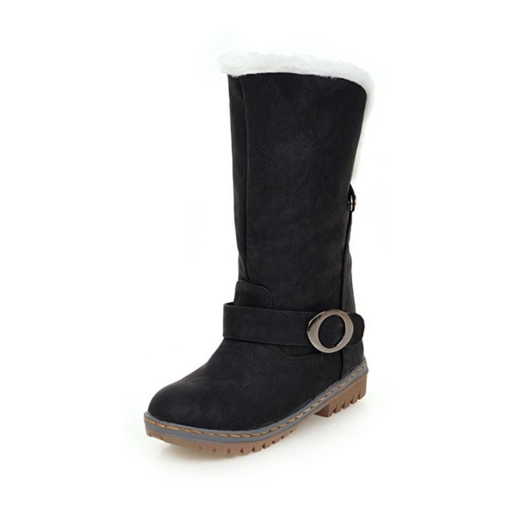 Botas Femininas Slip-On Bico Redondo Color Block Plataforma