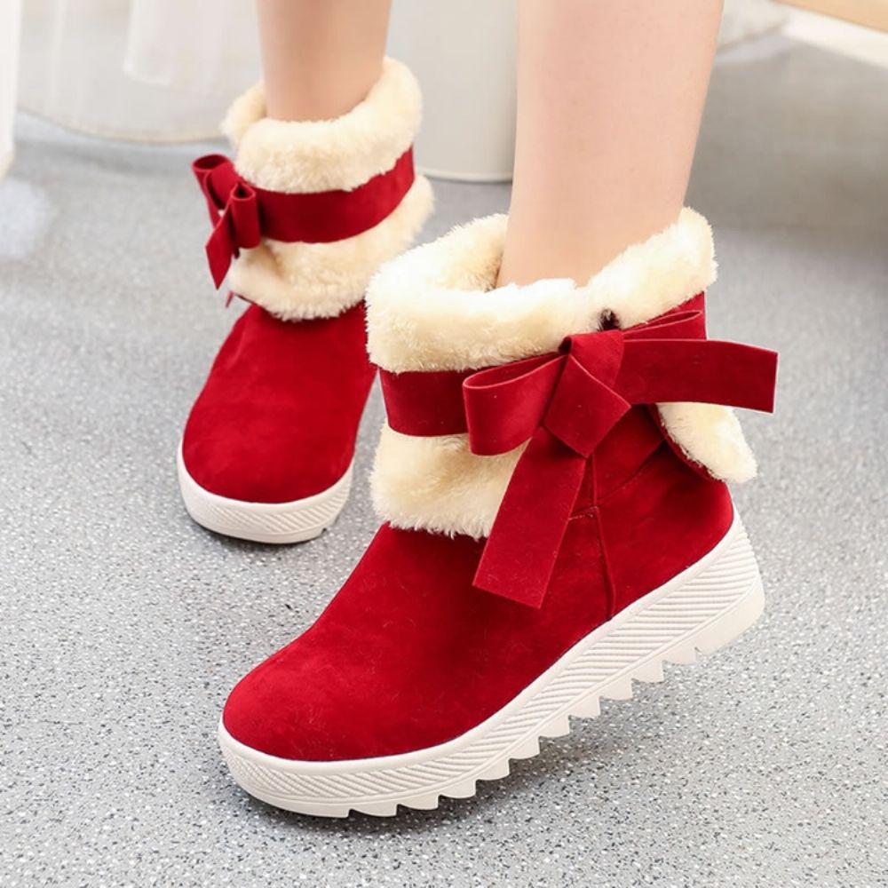 Botas De Neve Femininas Com Salto Alto Oculto Bowknot