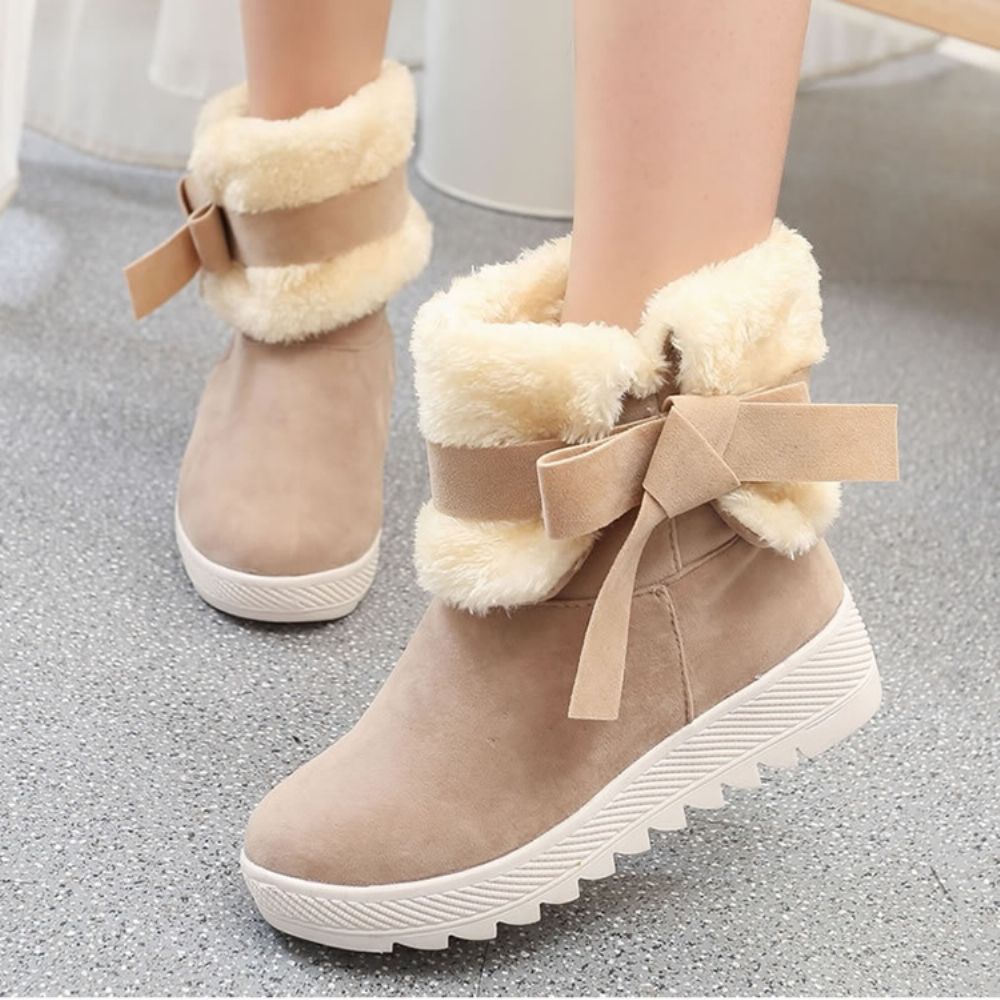 Botas De Neve Femininas Com Salto Alto Oculto Bowknot