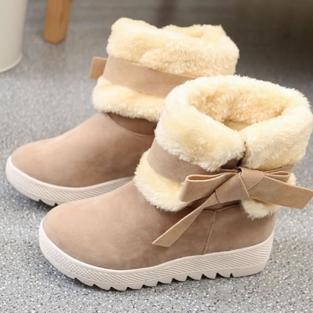 Botas De Neve Femininas Com Salto Alto Oculto Bowknot