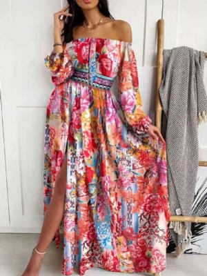 Vestido Feminino Com Manga Longa E Manga Longa Com Expansão De Primavera