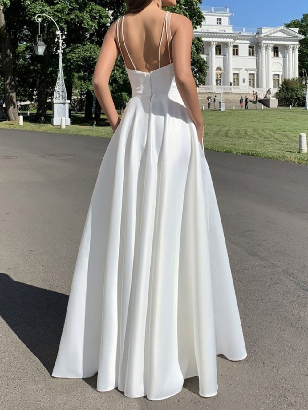 Vestido Sem Mangas Com Decote Quadrado E Expansão Maxi Vestido Branco