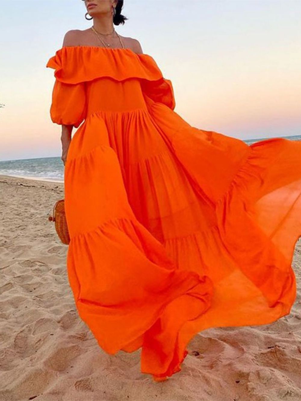 Vestidos De Praia Com Vestido Floral Ombro A Ombro Para Mulheres