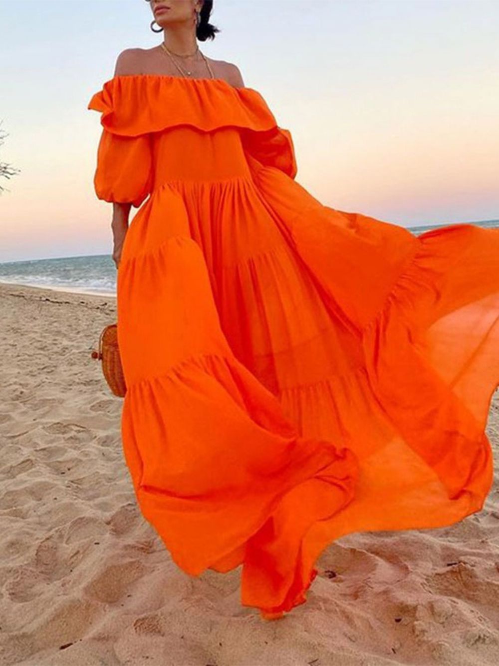 Vestidos De Praia Com Vestido Floral Ombro A Ombro Para Mulheres