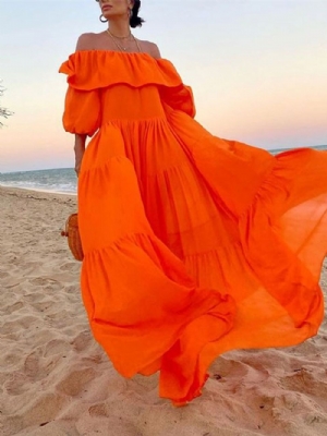 Vestidos De Praia Com Vestido Floral Ombro A Ombro Para Mulheres