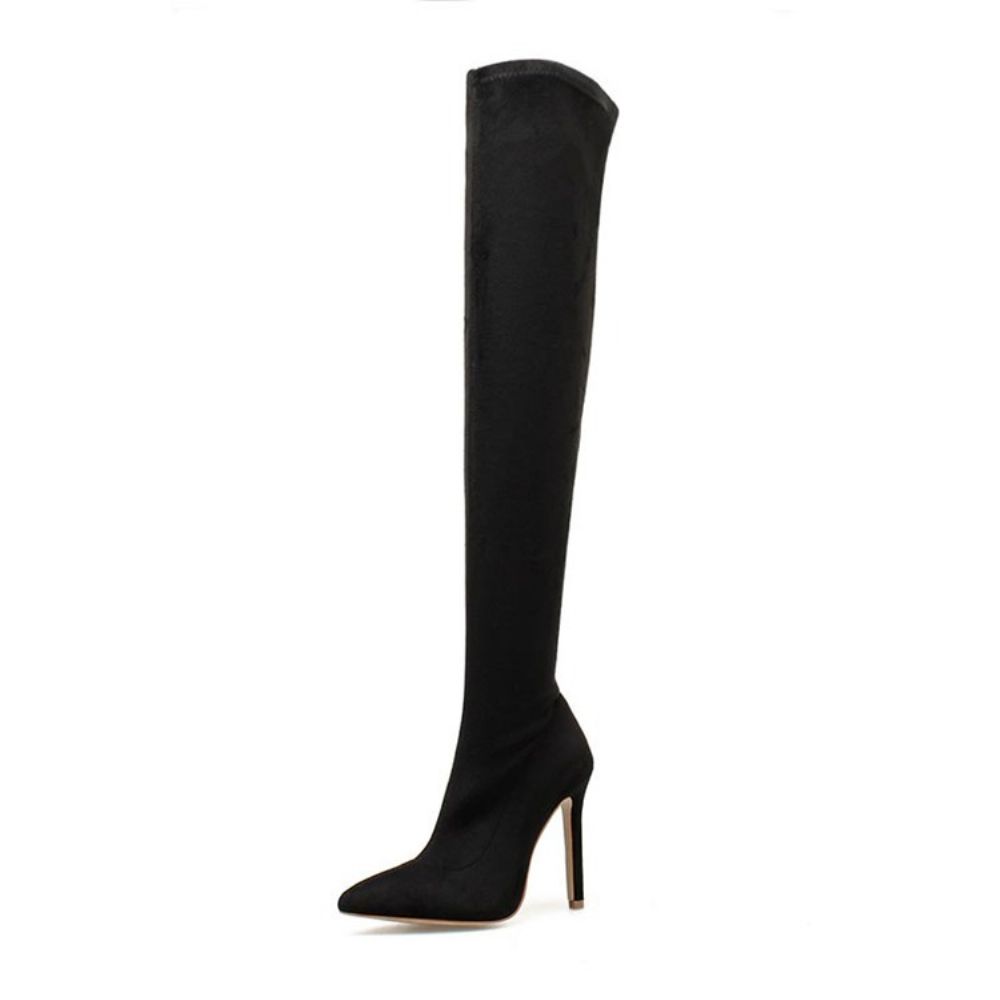 Botas Femininas Over-The-Knee Bico Fino Com Salto Agulha