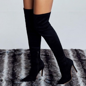 Botas Femininas Over-The-Knee Bico Fino Com Salto Agulha