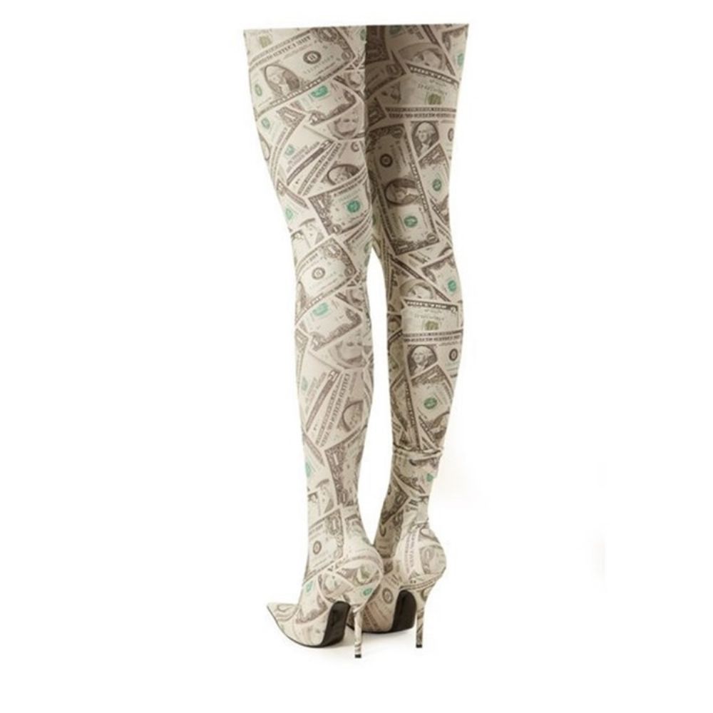 Botas Femininas Over The Knee Com Salto Agulha Bico Fino