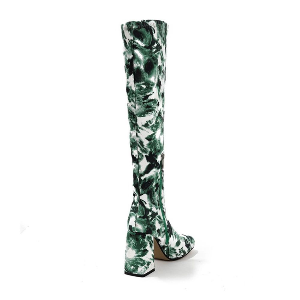 Botas Ocidentais De Camuflagem Com Salto Grosso E Bico Quadrado