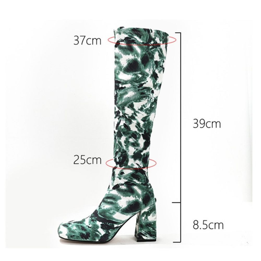 Botas Ocidentais De Camuflagem Com Salto Grosso E Bico Quadrado