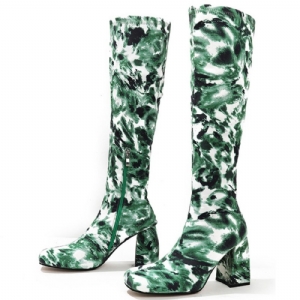 Botas Ocidentais De Camuflagem Com Salto Grosso E Bico Quadrado