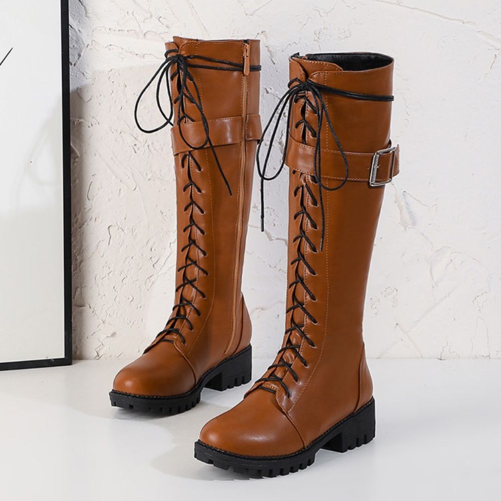 Botas Ocidentais De Salto Bloco Com Zíper Lateral Simples