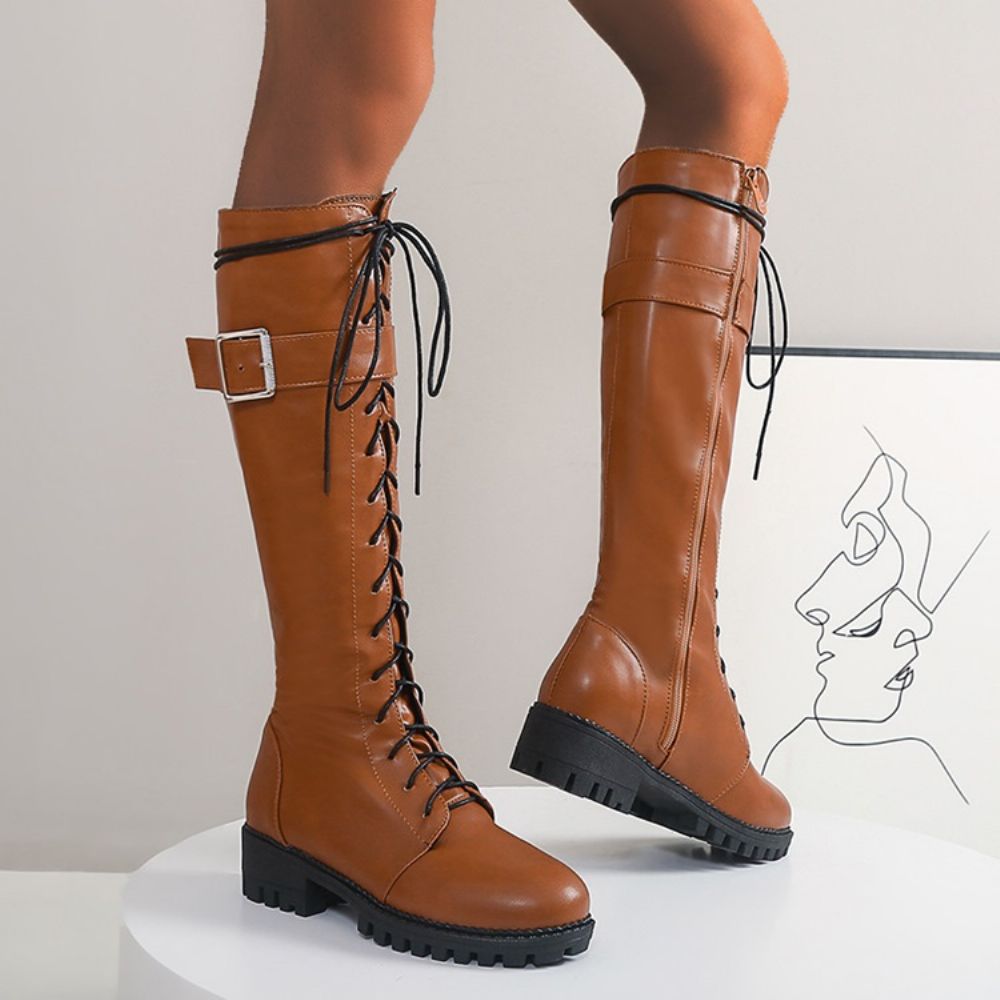 Botas Ocidentais De Salto Bloco Com Zíper Lateral Simples