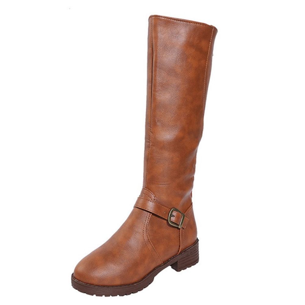 Botas Ocidentais Simples De Bico Redondo E Salto Grosso