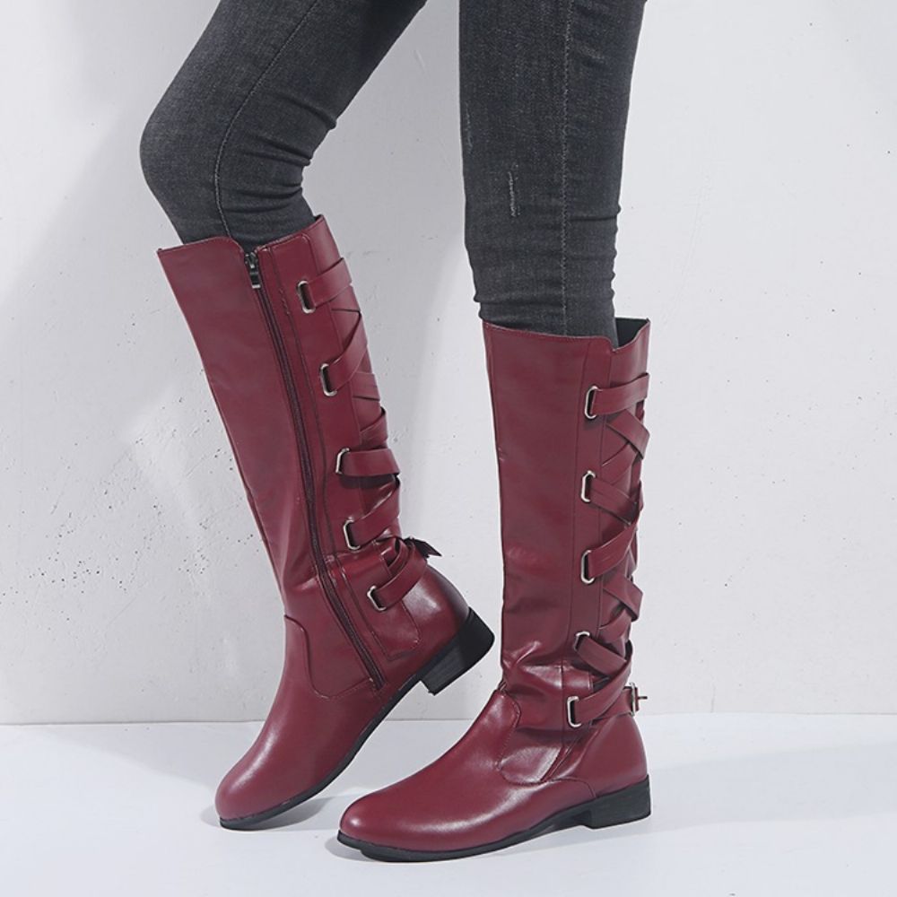 Botas Redondas Simples Com Salto Bloco