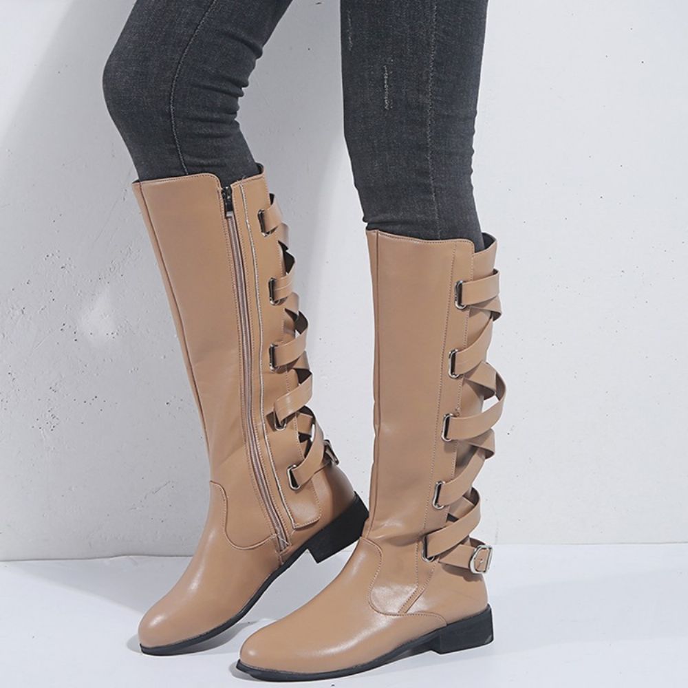 Botas Redondas Simples Com Salto Bloco