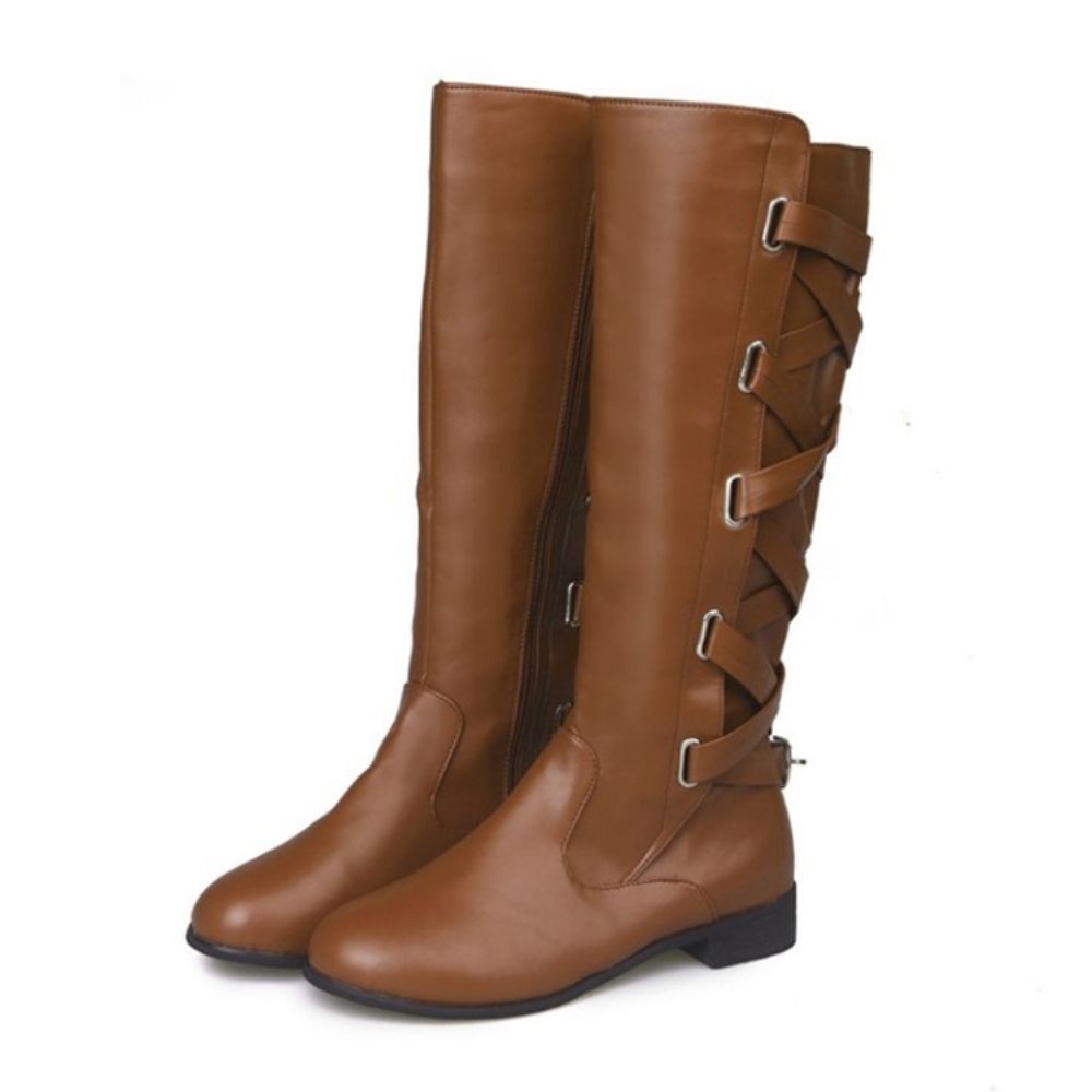 Botas Redondas Simples Com Salto Bloco