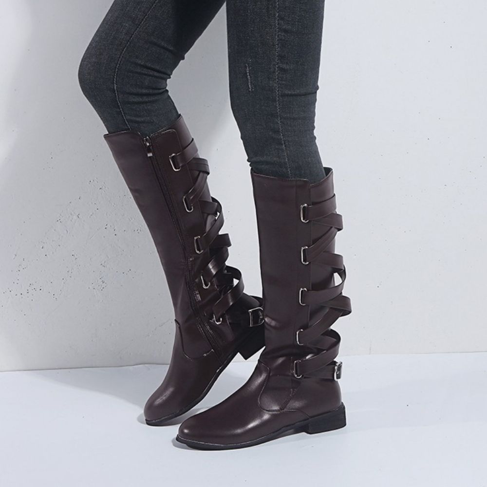 Botas Redondas Simples Com Salto Bloco