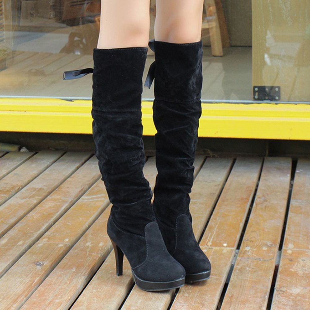 Botas Western De Bico Redondo Simples Com Cadarço Nas Costas