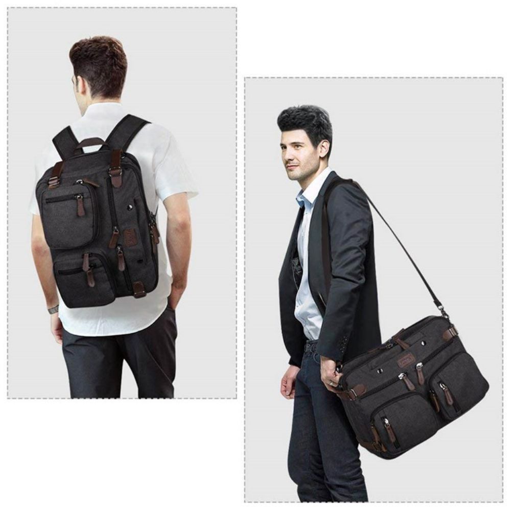 Bolsa De Ombro Masculina De Lona Mochila Multiuso