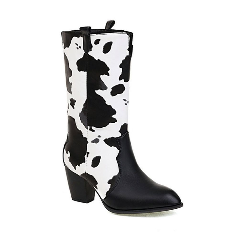 Botas Femininas Color Block Bico Pontiagudo Sem Fio