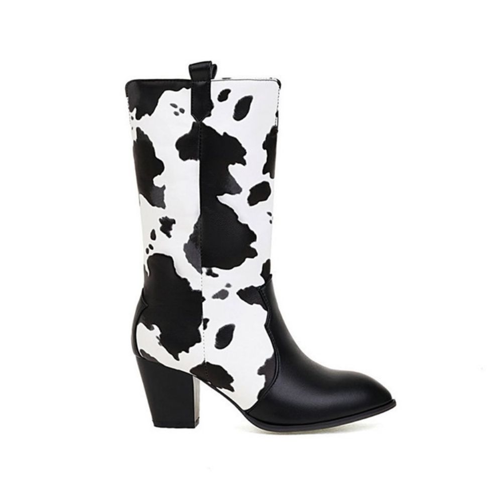 Botas Femininas Color Block Bico Pontiagudo Sem Fio