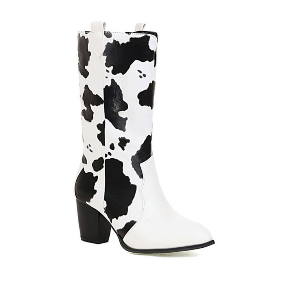 Botas Femininas Color Block Bico Pontiagudo Sem Fio