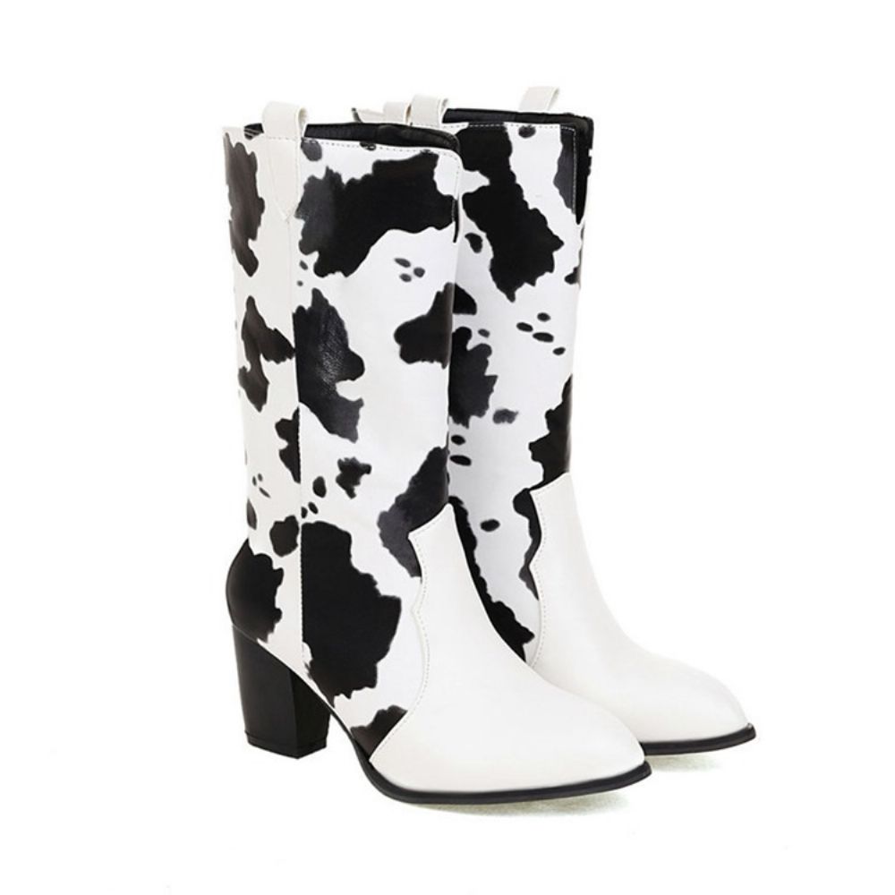 Botas Femininas Color Block Bico Pontiagudo Sem Fio