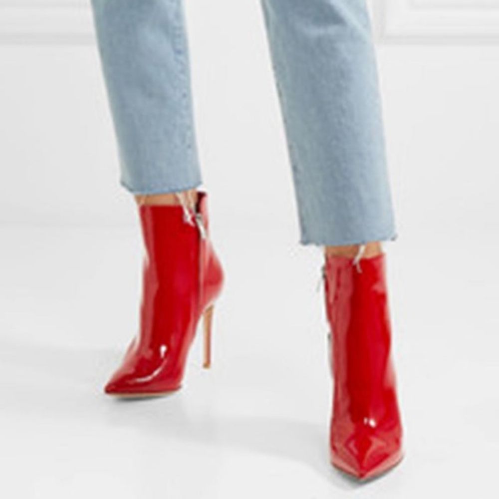 Botas Vermelhas Fashion Com Salto Agulha