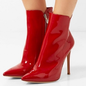 Botas Vermelhas Fashion Com Salto Agulha