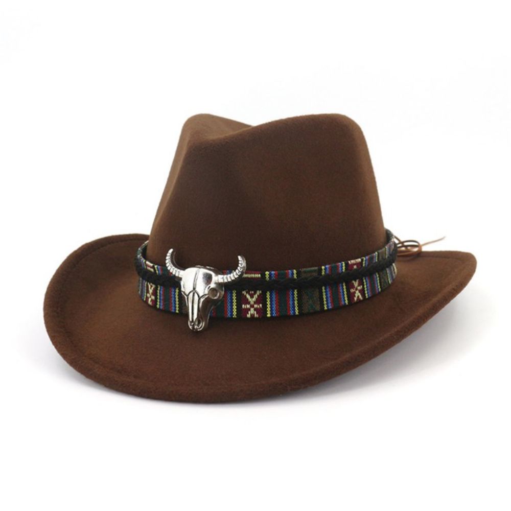 Chapéu De Cowboy Ajustável Com Mistura De Lã